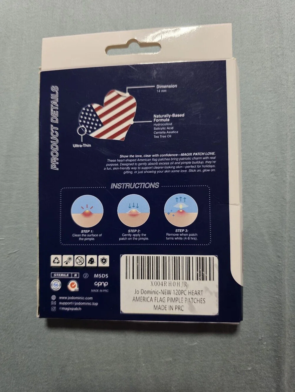 MAGIX PATCH Heart-Shaped American Flag Hydrocolloid Pimple Patches
